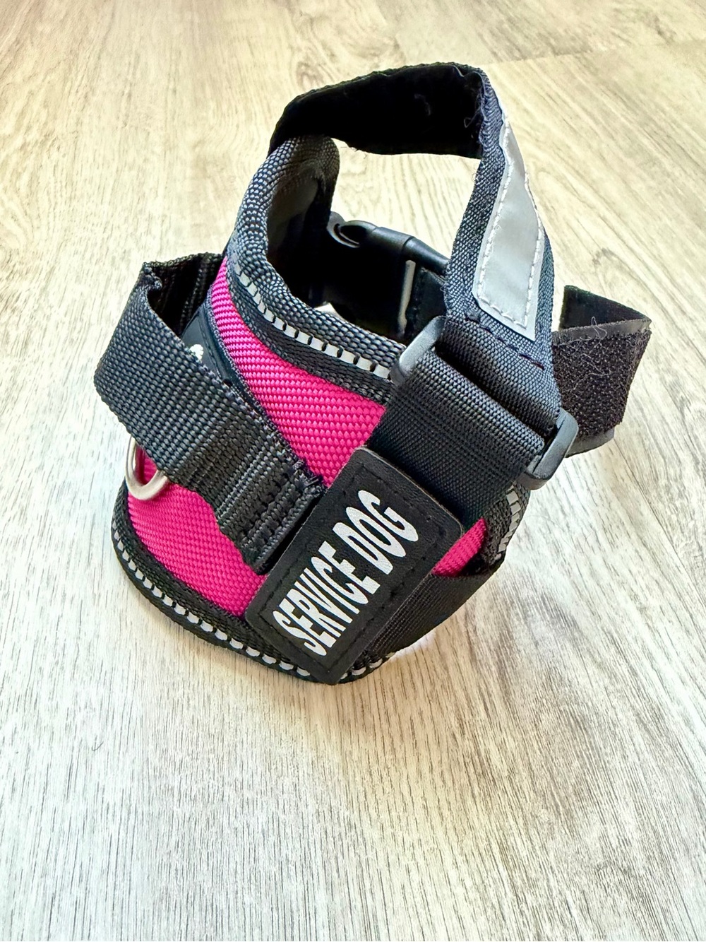 Adjustable Service Dog Vest / Harness for Small Dogs in Pink & Black - size XXS